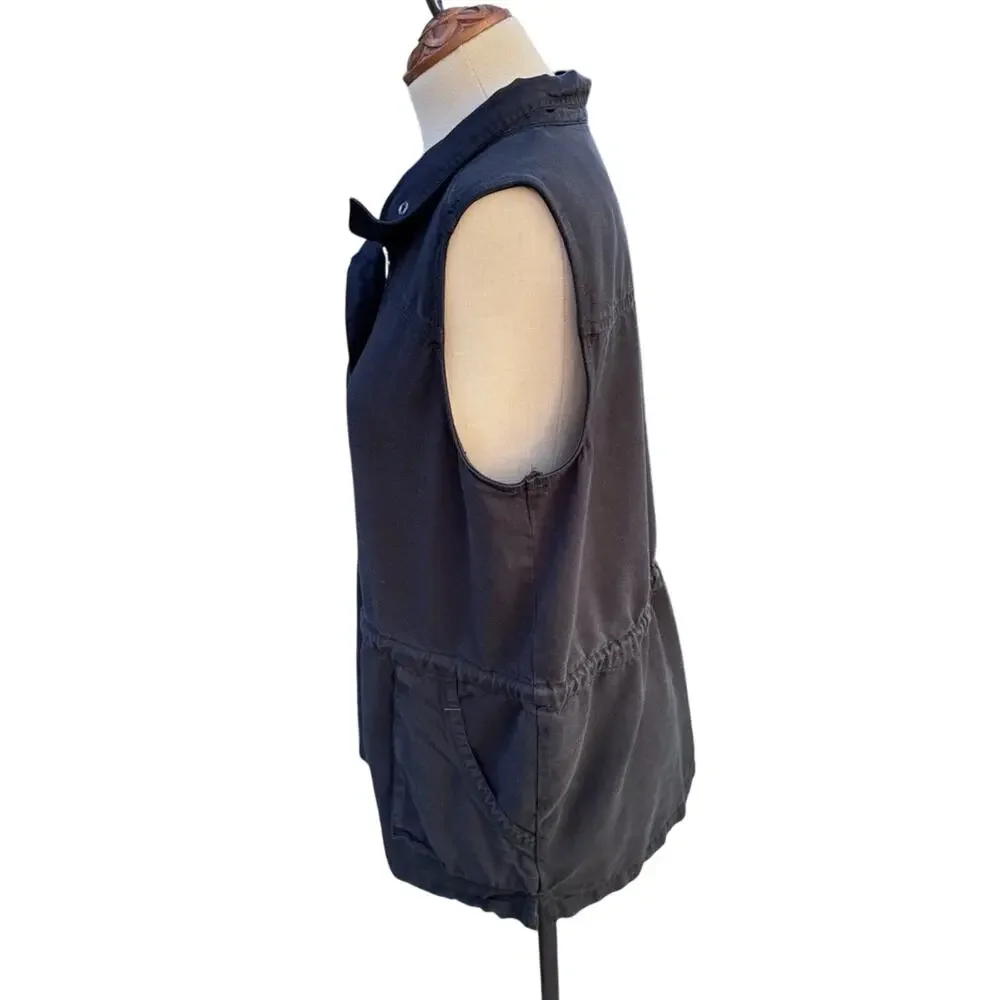 AnyBody Cargo Vest with Pockets Black Sleeveless Zip Jacket Women's Medium